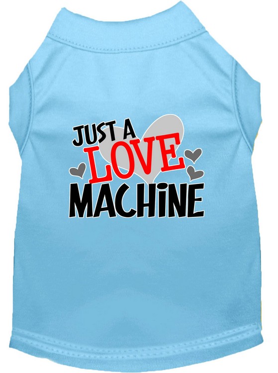 Love Machine Screen Print Dog Shirt Baby Blue XS